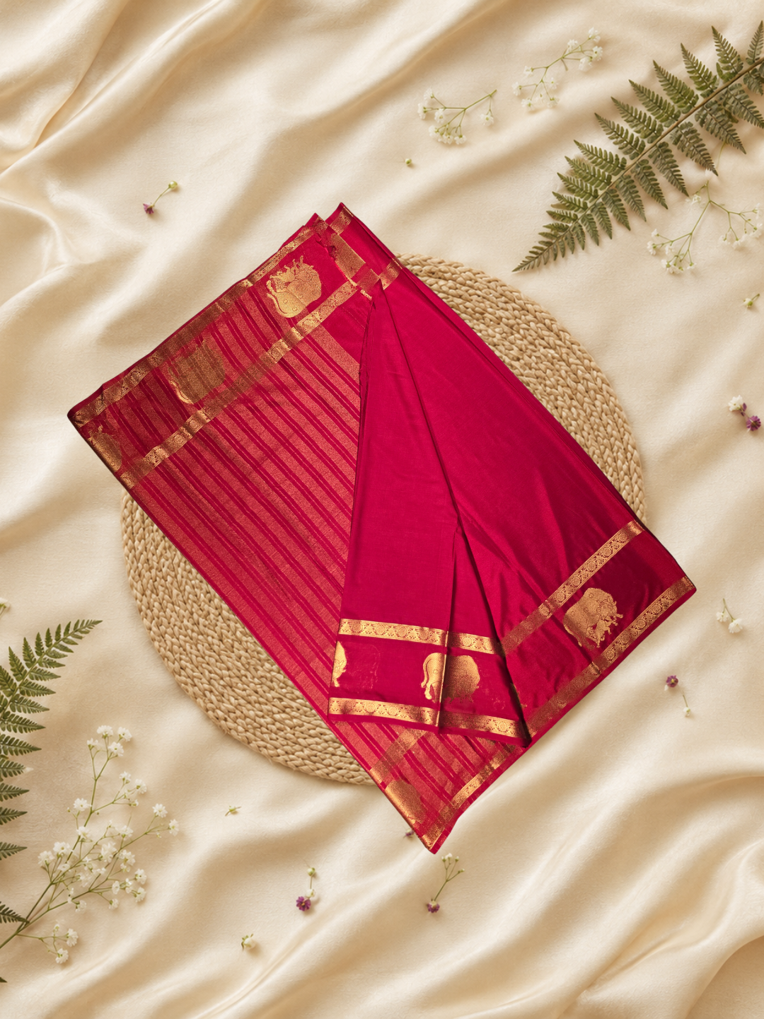 Classic Mysore Silk Saree  |  dark red