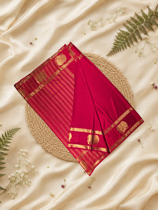 Classic Mysore Silk Saree  |  dark red