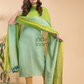 Pastel Green Handloom Linen X Linen 2-Piece Set Kurti & Dupatta (UNSTITCHED) - 861