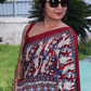 Ajrakh Exclusive Designer Modal Silk in Ivory, Crimson, and Navy with Geometric prints - 031 - indeloom