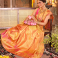 Kanaka Varnika - Golden yellow drape with rudraksha motifs