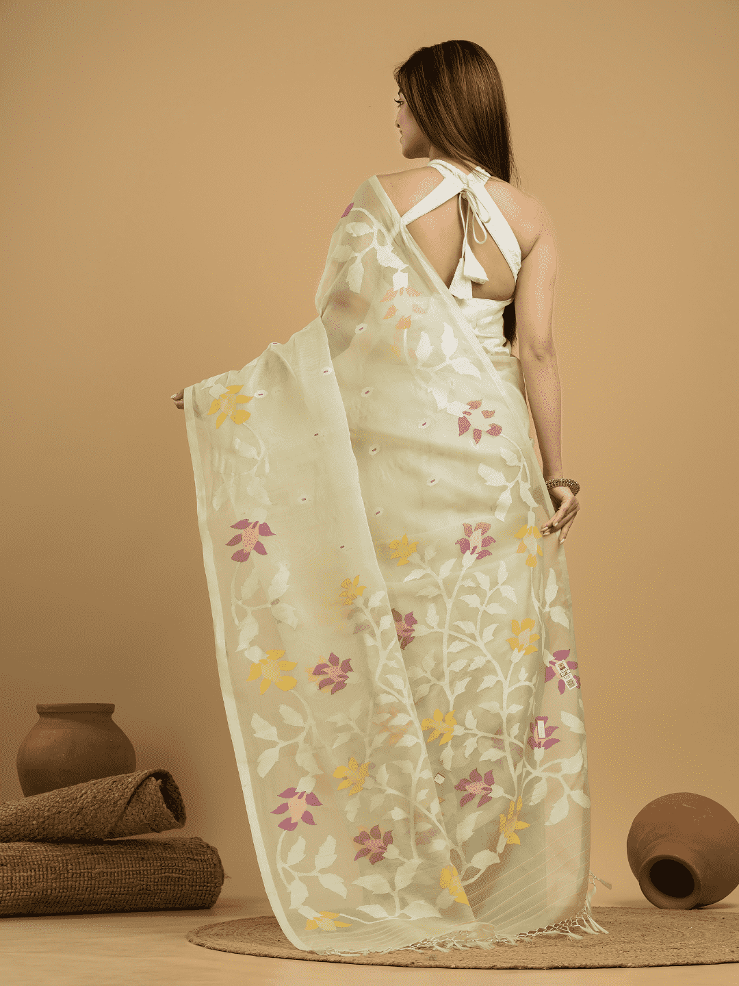 Light Green Jamdani Saree - 43 - indeloom