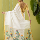 Handwoven Jamdani Muslin Saree | White | Plain Body with All-over Jamdani weaves