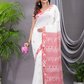 Cotton Jamdani Saree With Snow White - 022