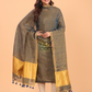Olive Green Tissue Linen Jamdani 2-Piece Set Kurti & Dupatta (UNSTITCHED) - 058