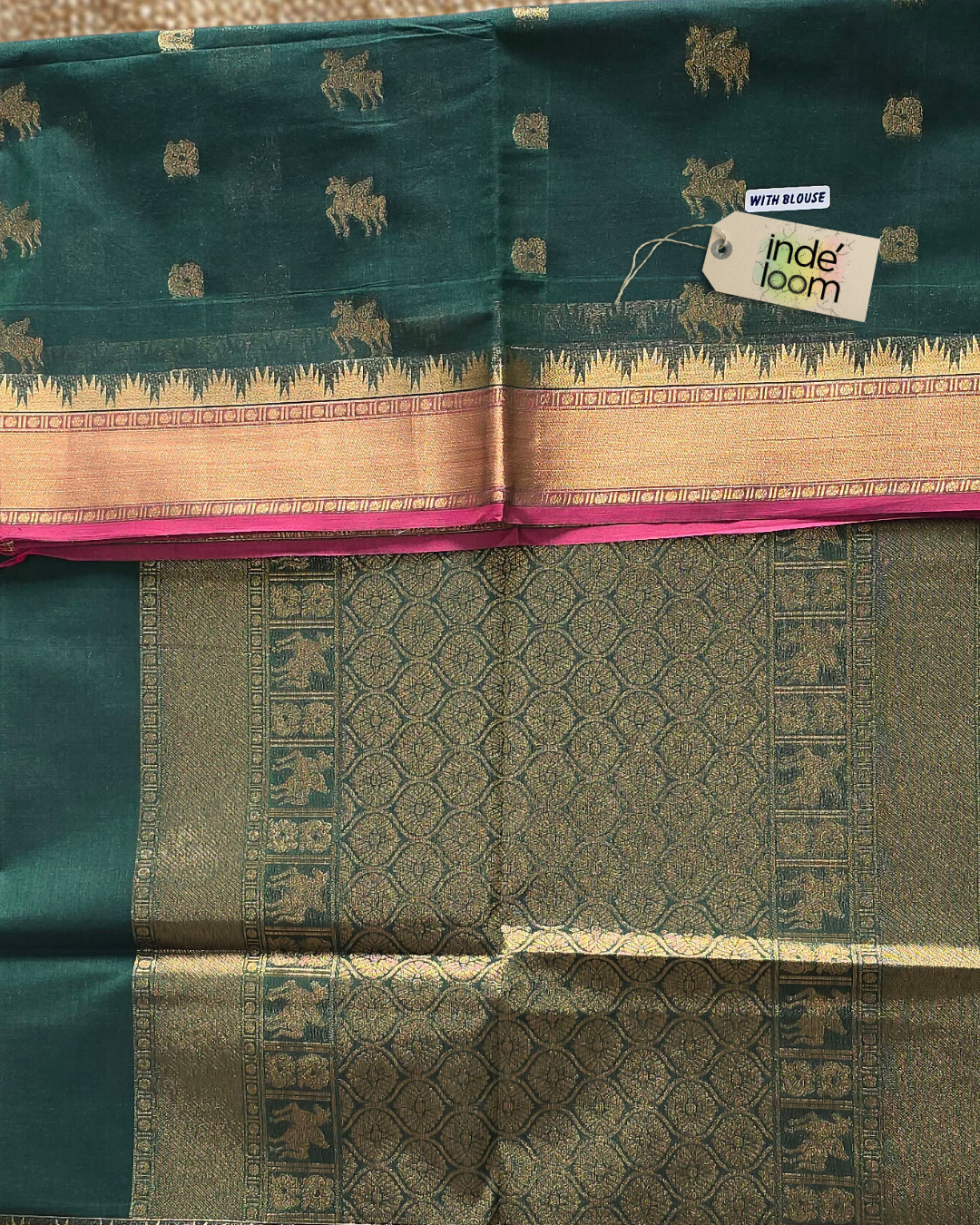 Kanchi Cotton|Green & Pink