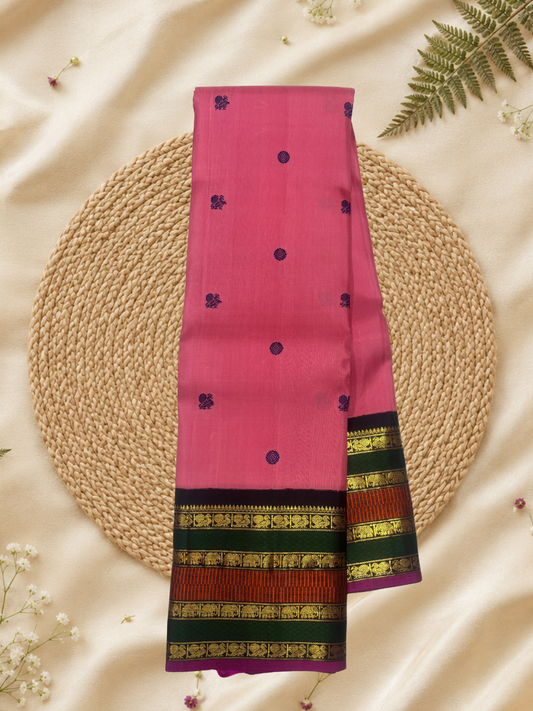 Handwoven Pure Gadwal Silk Saree  | Pink