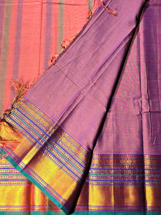 Handloom Narayanpet Cotton Saree | Mauve