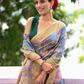 Florals On Tissue Silk Pen Kalamkari Saree - 011