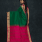 Pure Handloom Korvai Saree | Classic Korvai | Green and Rani Pink