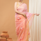 Tissue Muslin Jamdani Saree With Baby Pink And Golden Border -010