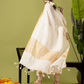 Handwoven Jamdani Linen Kurti | Cream White  and White  | All-over Buttas with Floral border
