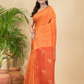 Matka Silk Jamdani Saree With Neon Orange - 025