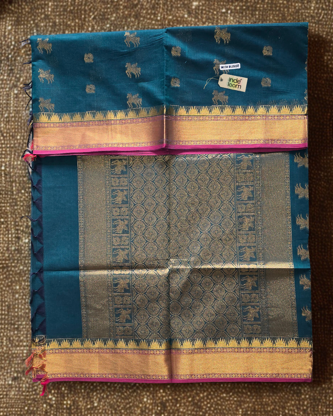 Kanchi Cotton|Teal & Pink