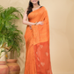 Matka Silk Jamdani Saree With Neon Orange - 025