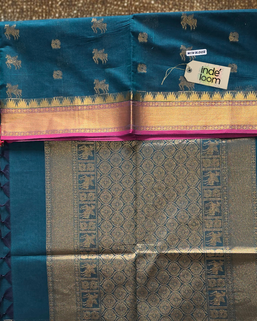 Kanchi Cotton|Teal & Pink