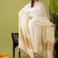 Handwoven Jamdani Linen Kurti | Cream White  and White  | All-over Buttas with Floral border