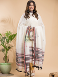 Cream White Mercerized Cotton 2-Piece Set Kurti & Dupatta (UNSTITCHED) - 014