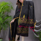Coal Black Cotton Jamdani 2-Piece Set Kurti & Dupatta (UNSTITCHED) - 113