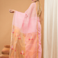 Tissue Muslin Jamdani Saree With Baby Pink And Golden Border -010