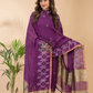 Grape Voilet Linen X Line 2-Piece Set Kurti & Dupatta (UNSTITCHED) - 125