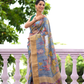 Florals On Tissue Silk Pen Kalamkari Saree - 011