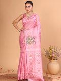Tussar Silk Saree With Shaded Deep Pink - 119