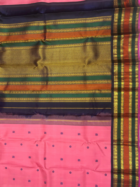 Handwoven Pure Gadwal Silk Saree  | Pink