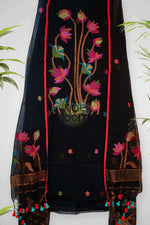Muslin Jamdani 2-Piece Set Kurti & Dupatta with True Black (UNSTITCHED) -62