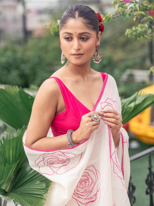 Rose Pink -Handloom cotton-045