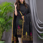 Coal Black Cotton Jamdani 2-Piece Set Kurti & Dupatta (UNSTITCHED) - 113
