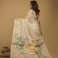 Hand Made Muslin Jamdani Saree With Linen White - 014