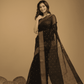 Coal Black Cotton Silk 1000 Butti Jamdani Saree - 034 - indeloom