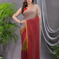 Tissue Silk Saree With Beige And Maroon - 017