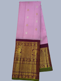 Handwoven Pure Gadwal Silk Saree  |  Baby Pink