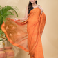 Matka Silk Jamdani Saree With Neon Orange - 025