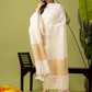 Handwoven Jamdani Linen Kurti | Cream White  and White  | All-over Buttas with Floral border