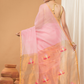 Tissue Muslin Jamdani Saree With Baby Pink And Golden Border -010