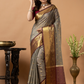 Classic Benarasi Katan Semi Silk Saree | Taupe Grey