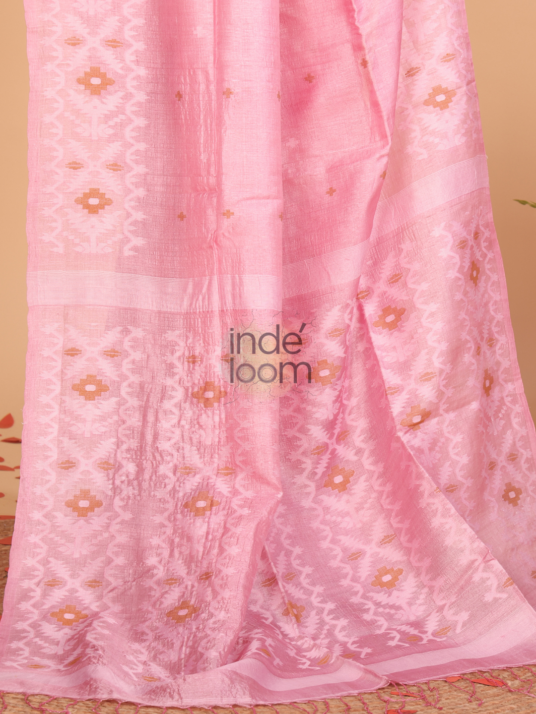 Tussar Silk Saree With Shaded Deep Pink - 119