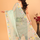 Pure Handloom Muslin Jamdani Dupatta With Light Teal  Green - 020