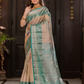 Sugandha - Light brown silk with stylised floral vines