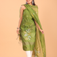 Apple Green Muslin Jamdani 2-Piece Set Kurti & Dupatta (UNSTITCHED) - 088