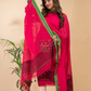 Cherry Red Mercerized Cotton 2-Piece Set Kurti & Dupatta (UNSTITCHED) - 126