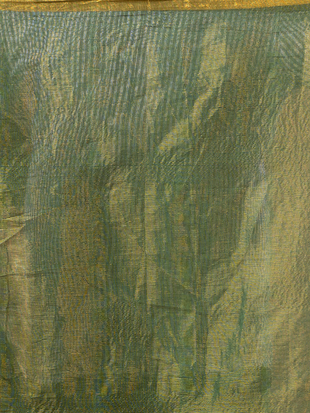 Pure Handloom Silk Tissue Linen Saree | Olive Green