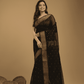 Coal Black Cotton Silk 1000 Butti Jamdani Saree - 034 - indeloom