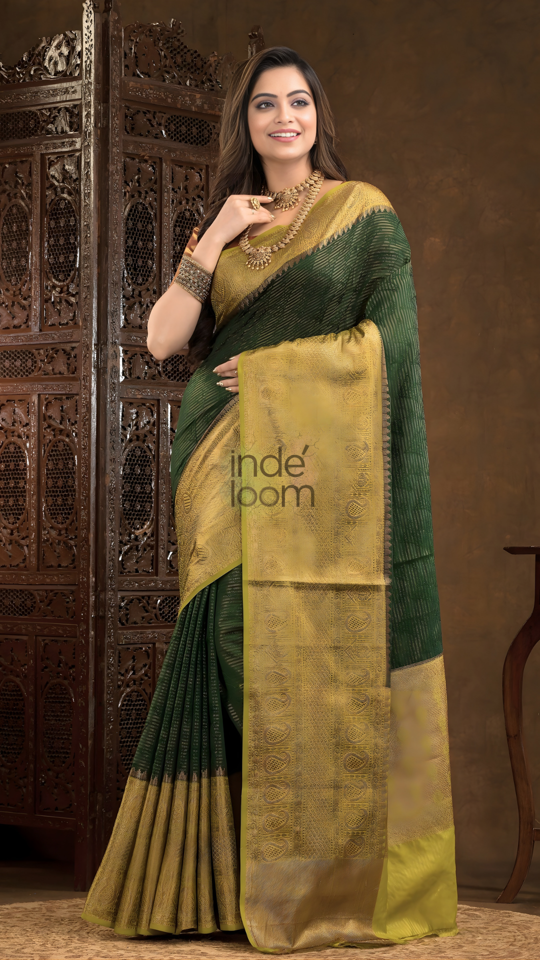 Dark Green Cotton Silk Saree - 013