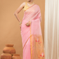 Tissue Muslin Jamdani Saree With Baby Pink And Golden Border -010