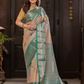Sugandha - Light brown silk with stylised floral vines