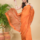 Matka Silk Jamdani Saree With Neon Orange - 025